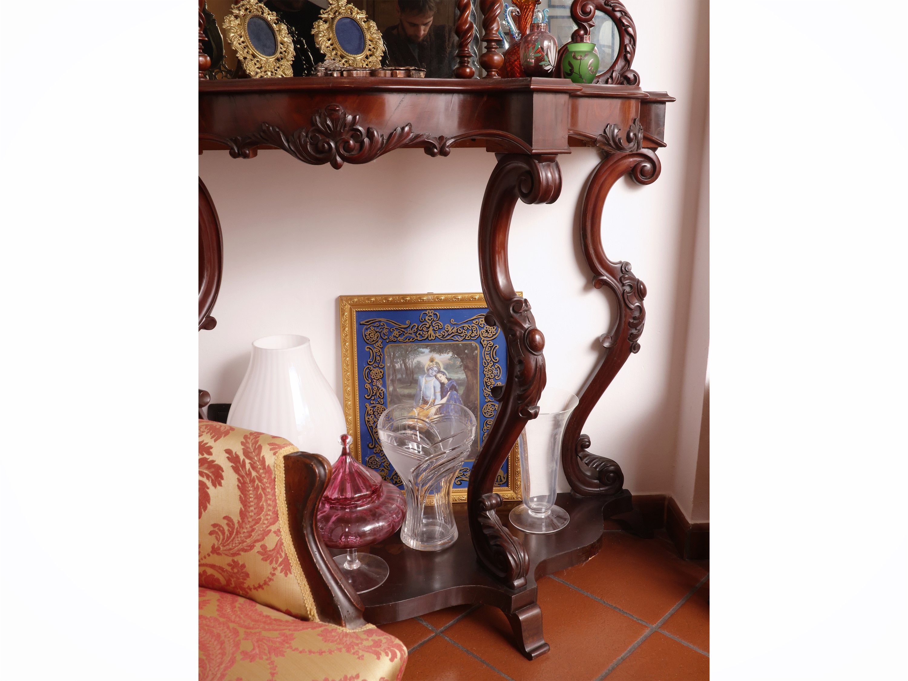 Etagere con alzata in mogano