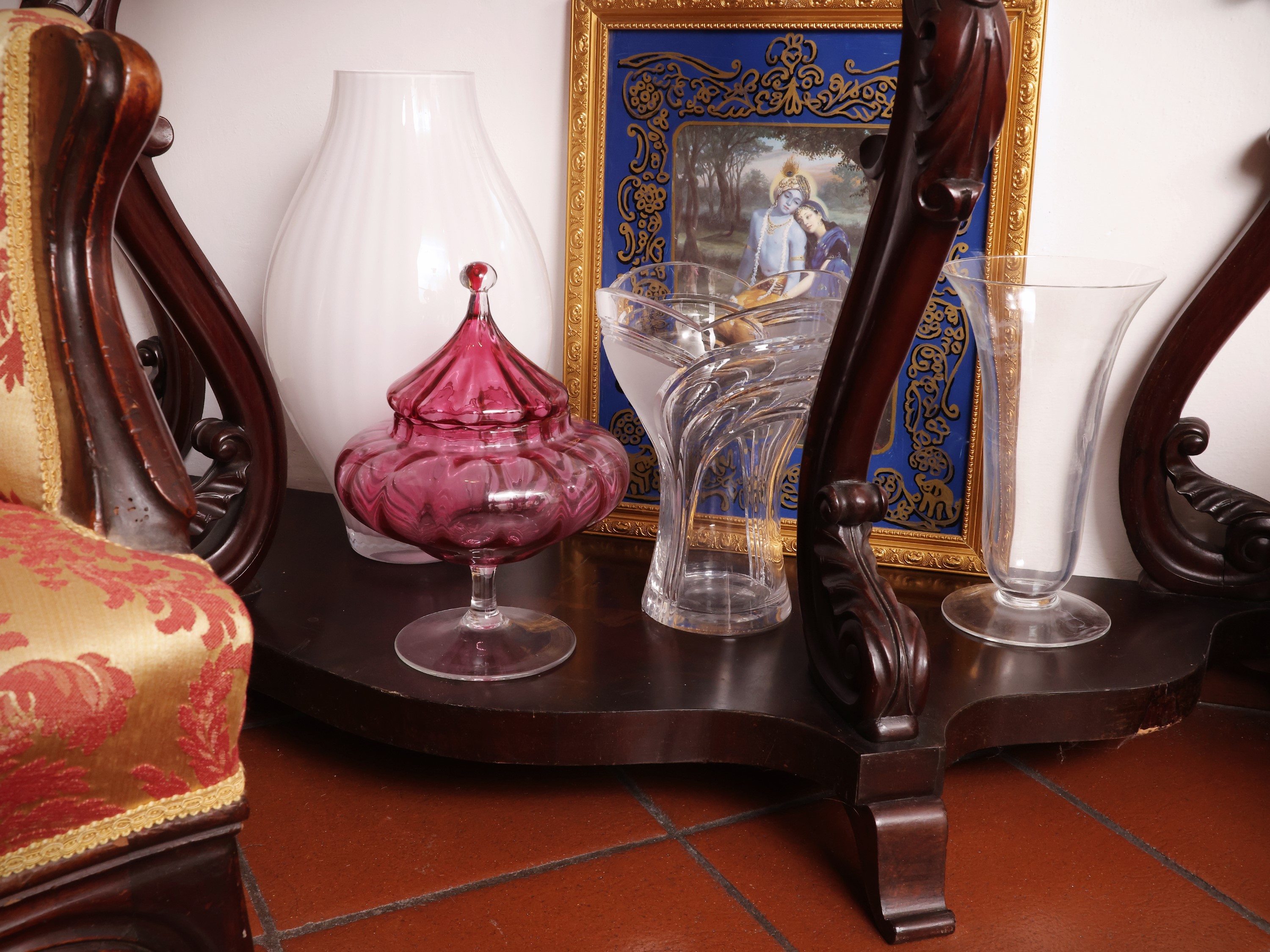 Etagere con alzata in mogano