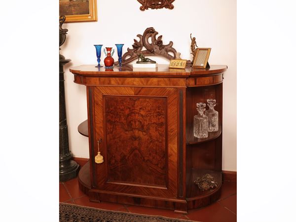 Sideboard veneered in feather and walnut root  (second half of the 19th century)  - Auction Florentine Style - Maison Bibelot - Casa d'Aste Firenze - Milano
