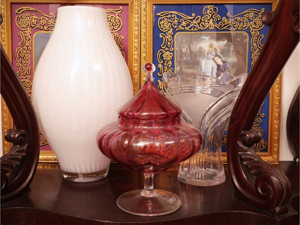 Three glass and crystal vases