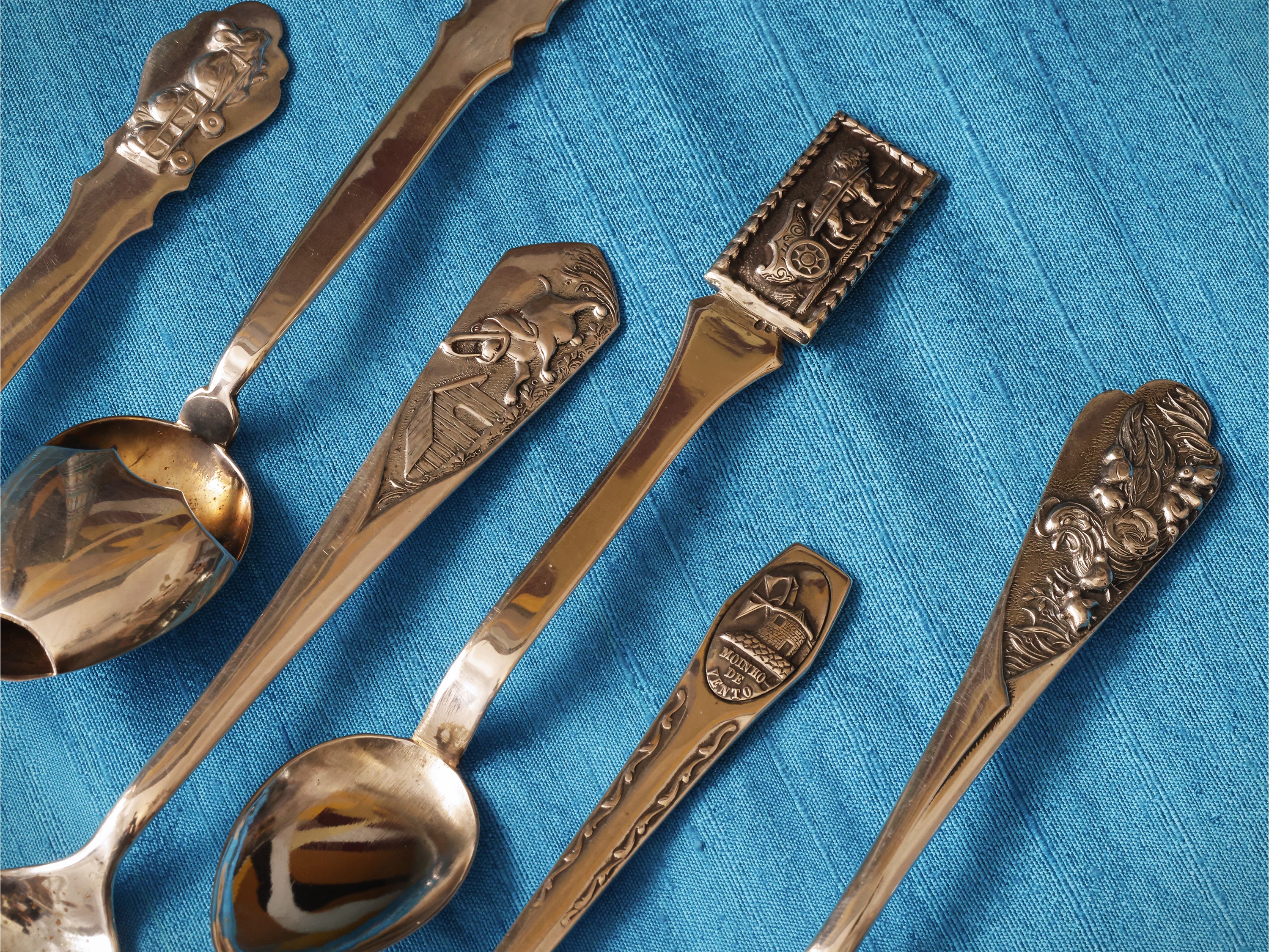 Sei cucchiaini da collezion in argento portoghese