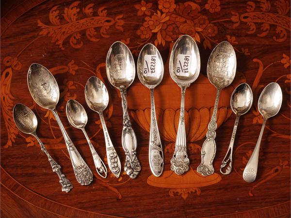 Collezione di cucchiaini souvenir in argento sterling