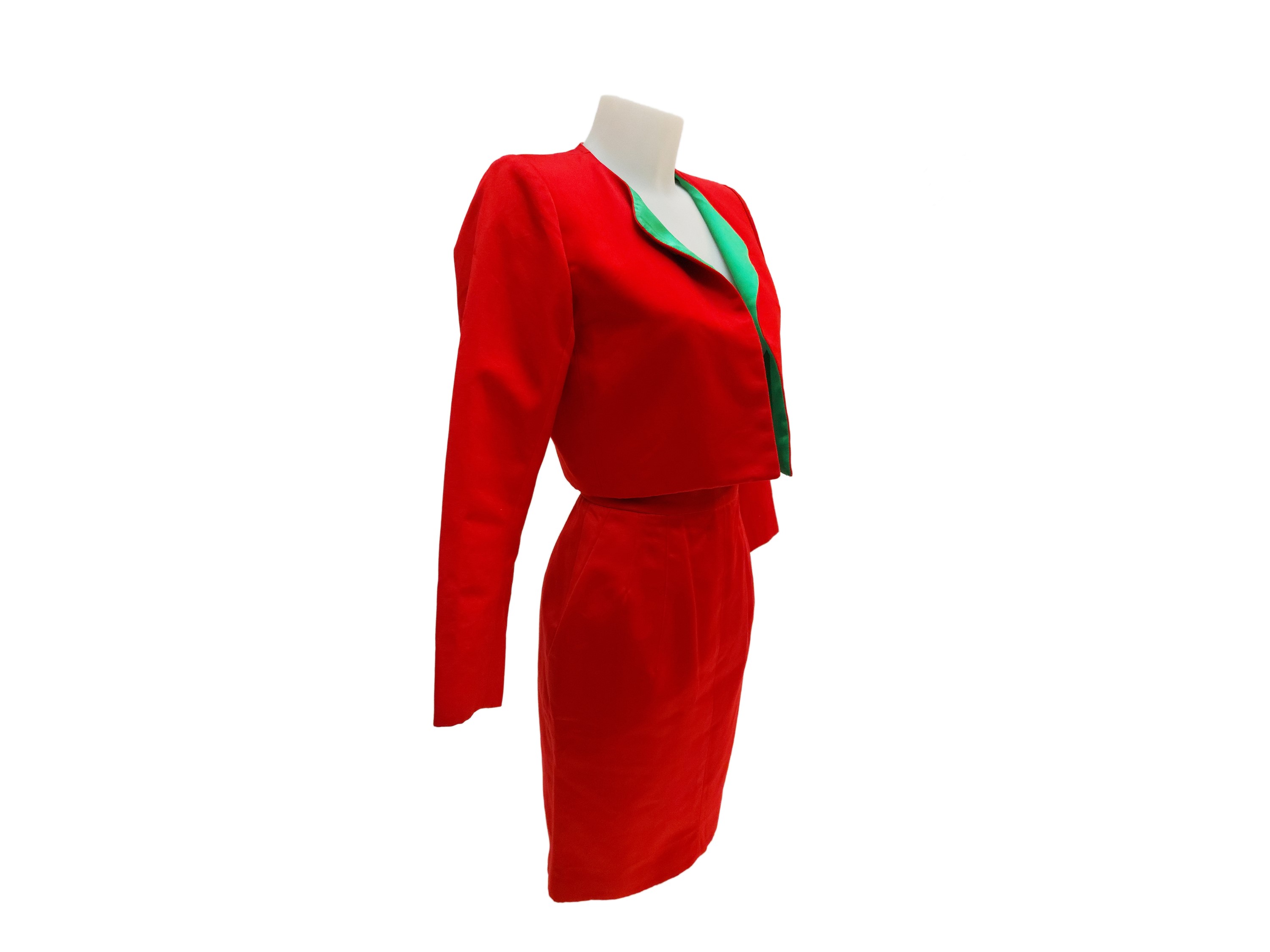 Yves Saint Laurent Rive gauche - Tailleur in raso di seta rossa