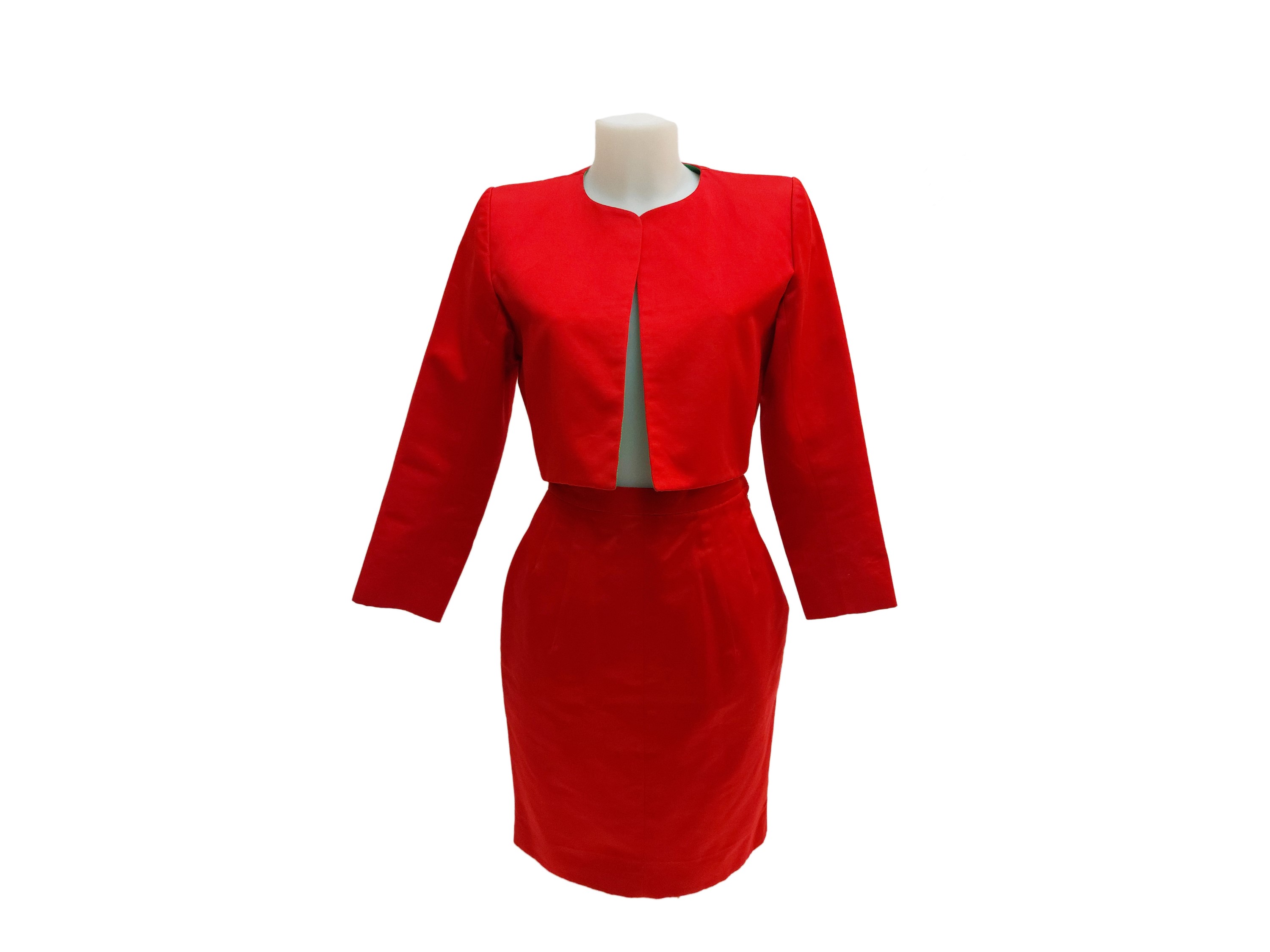 Yves Saint Laurent Rive gauche - Tailleur in raso di seta rossa