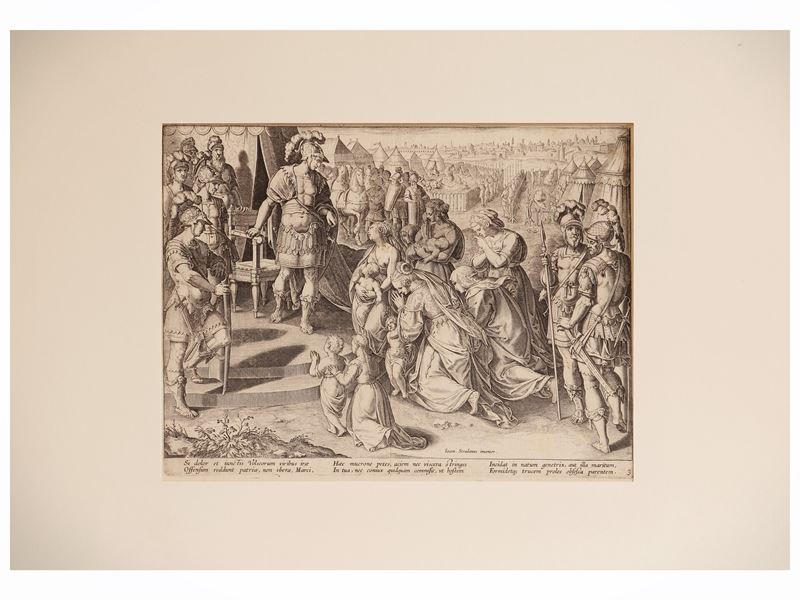 Giovanni Stradano, Due episodi di storia romana e Gabrielle Perelle, Paesaggio con architettura