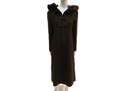 Valentino - Cappotto Midi in Cashemire Marrone con Pelliccia