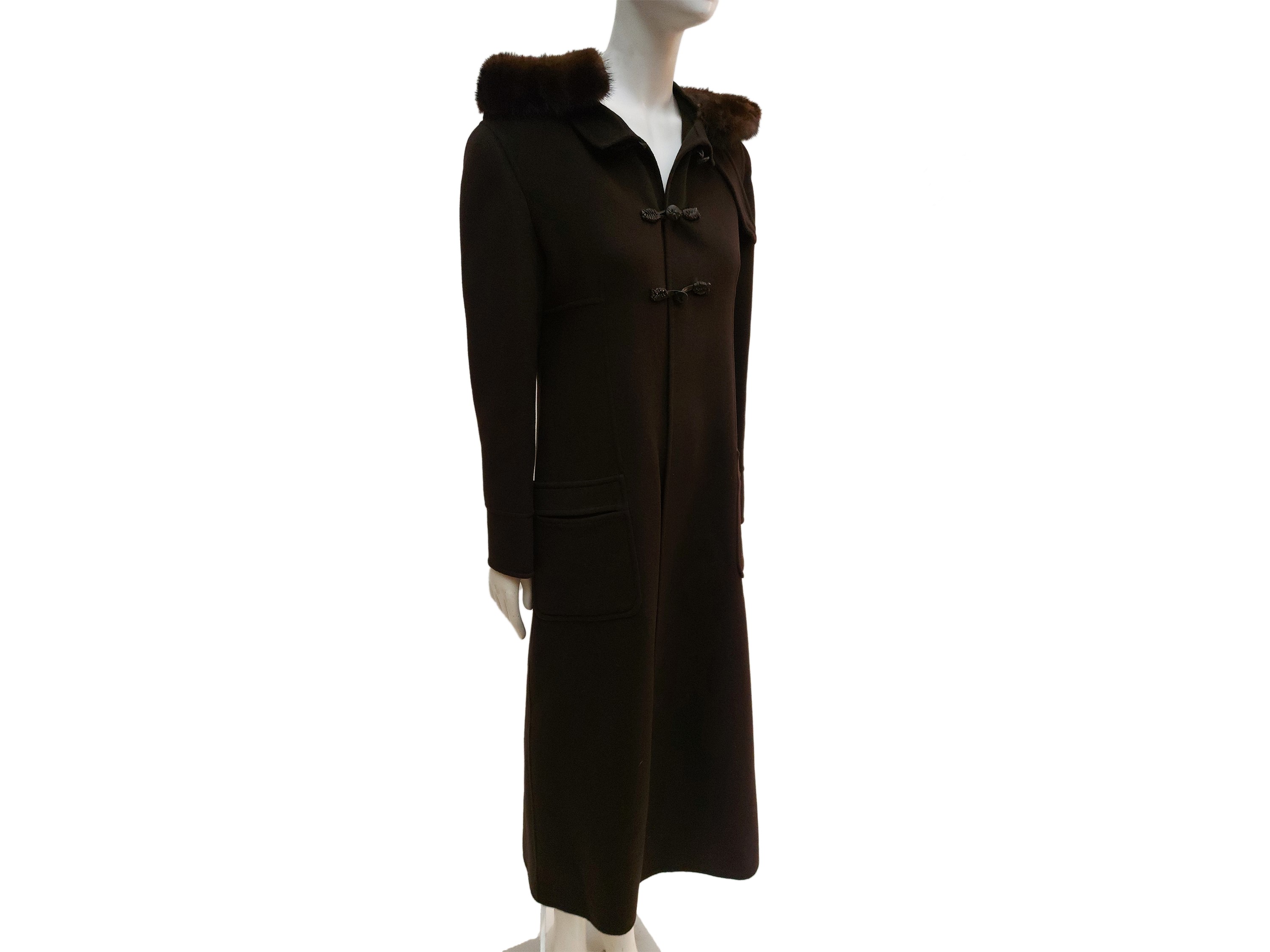 Valentino - Cappotto Midi in Cashemire Marrone con Pelliccia