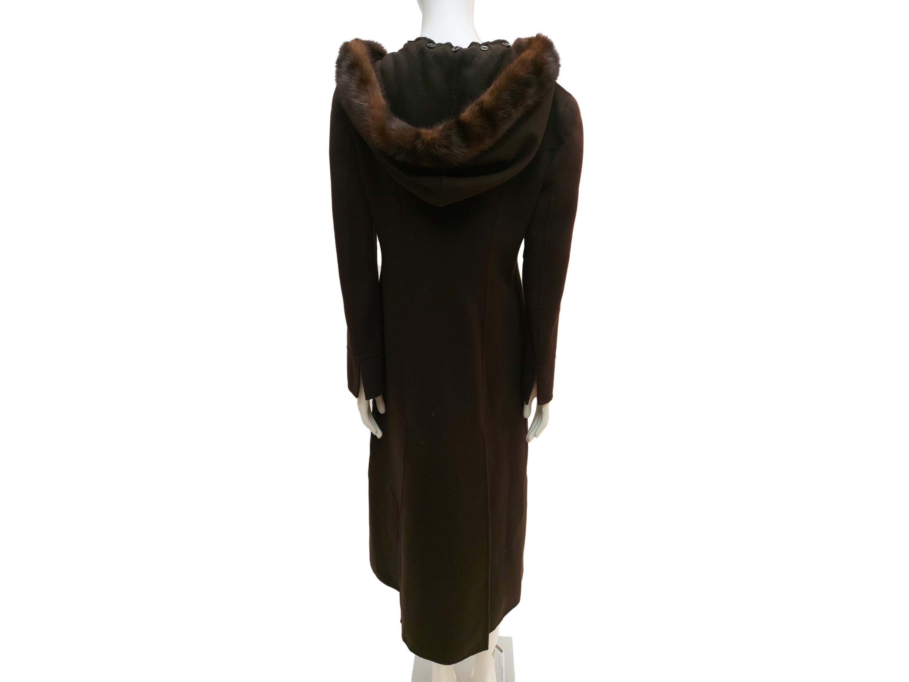 Valentino - Cappotto Midi in Cashemire Marrone con Pelliccia