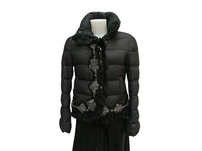 Emporio Armani, Giubbotto trapuntato nero in tulle, taglia 42