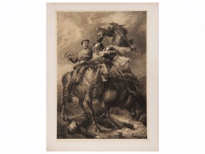 A. Roll, Cavalleggeri - Litografia, 1875