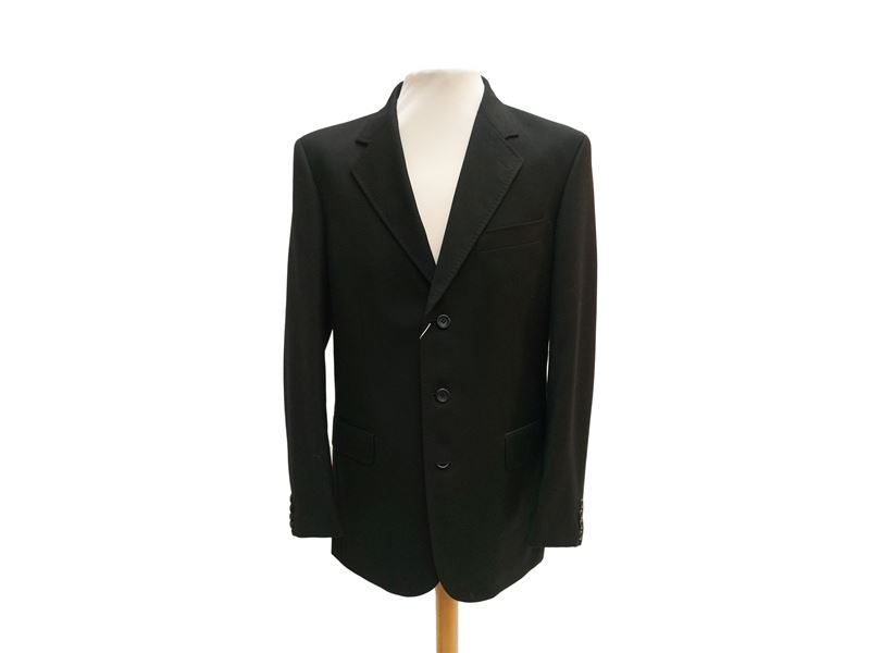 Loro Piana, Completo monopetto nero da uomo in pura lana super 110s "Light Dream", tg 48/50