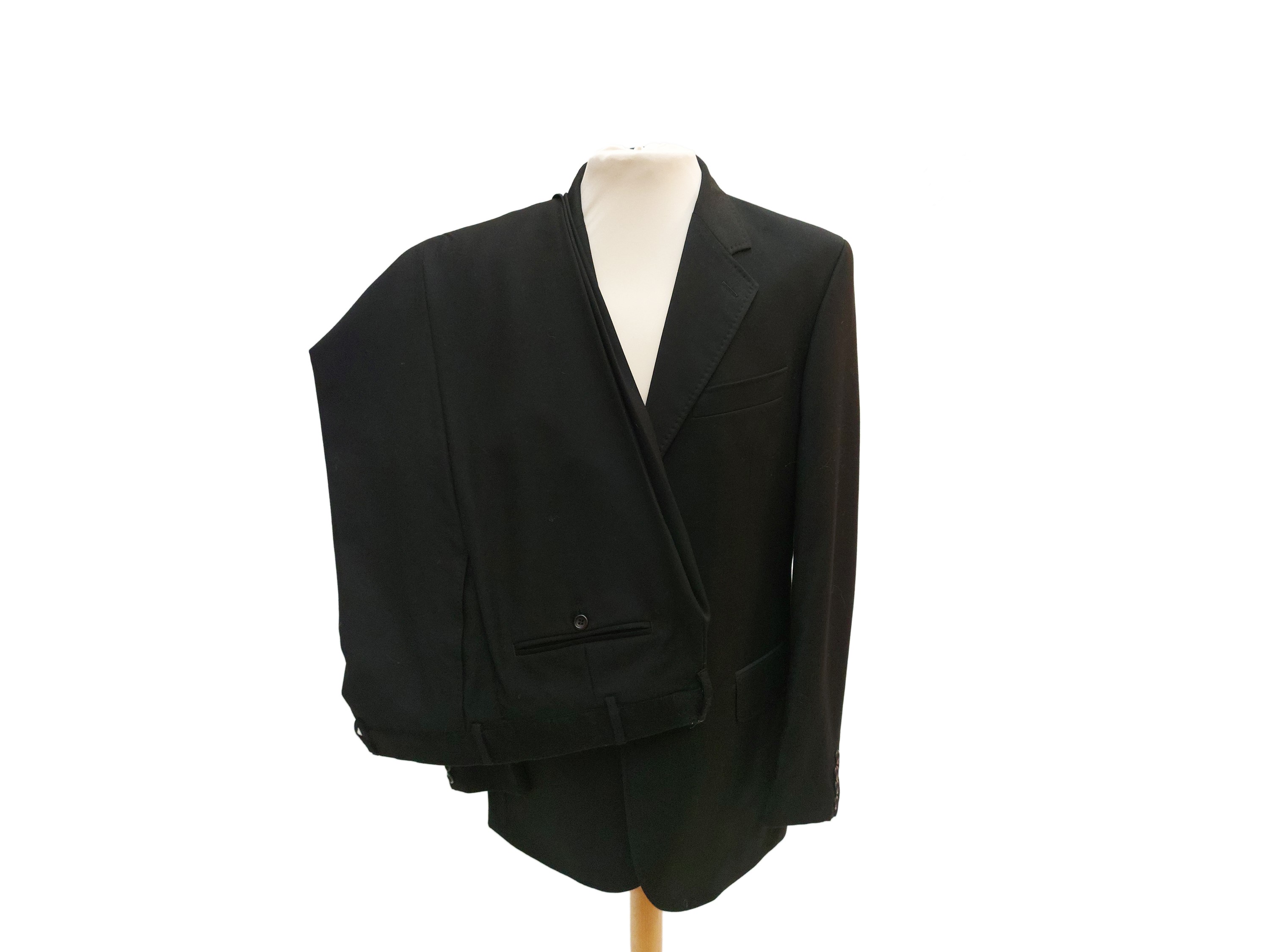 Loro Piana, Completo monopetto nero da uomo in pura lana super 110s "Light Dream", tg 48/50