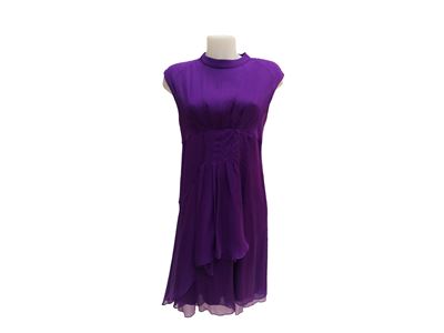 Céline, Abito in chiffon di seta viola, taglia 42