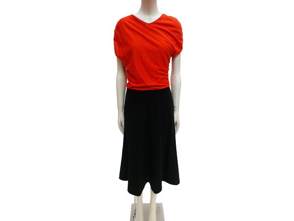 Giorgio Armani - Coral red and black wool and cashmere suit