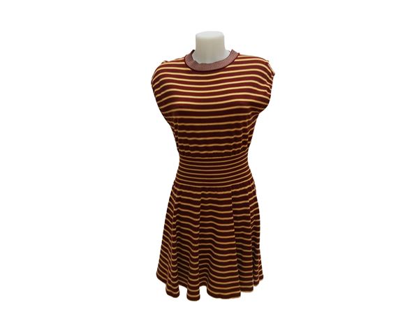 Prada - Burgundy and yellow striped knitted dress