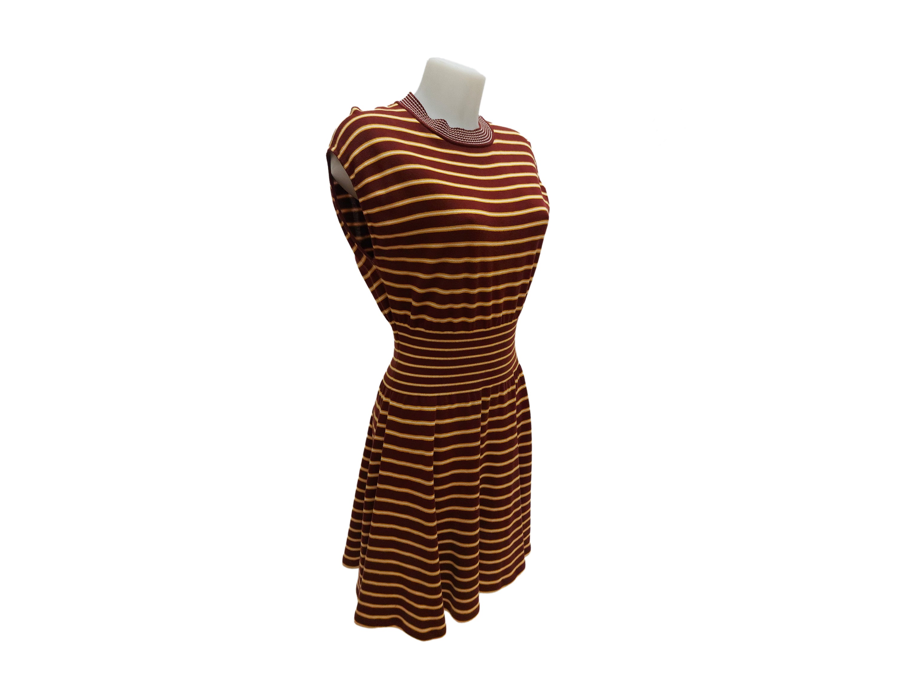 Prada - Abito in Maglia a Righe Bordeaux e Giallo