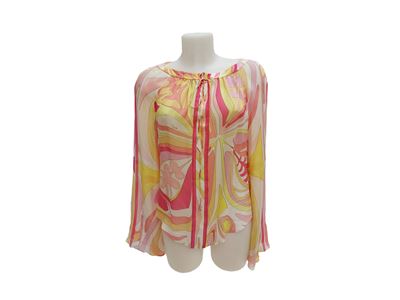 Emilio Pucci, Camicia in chiffon di seta con fantasia multicolore
