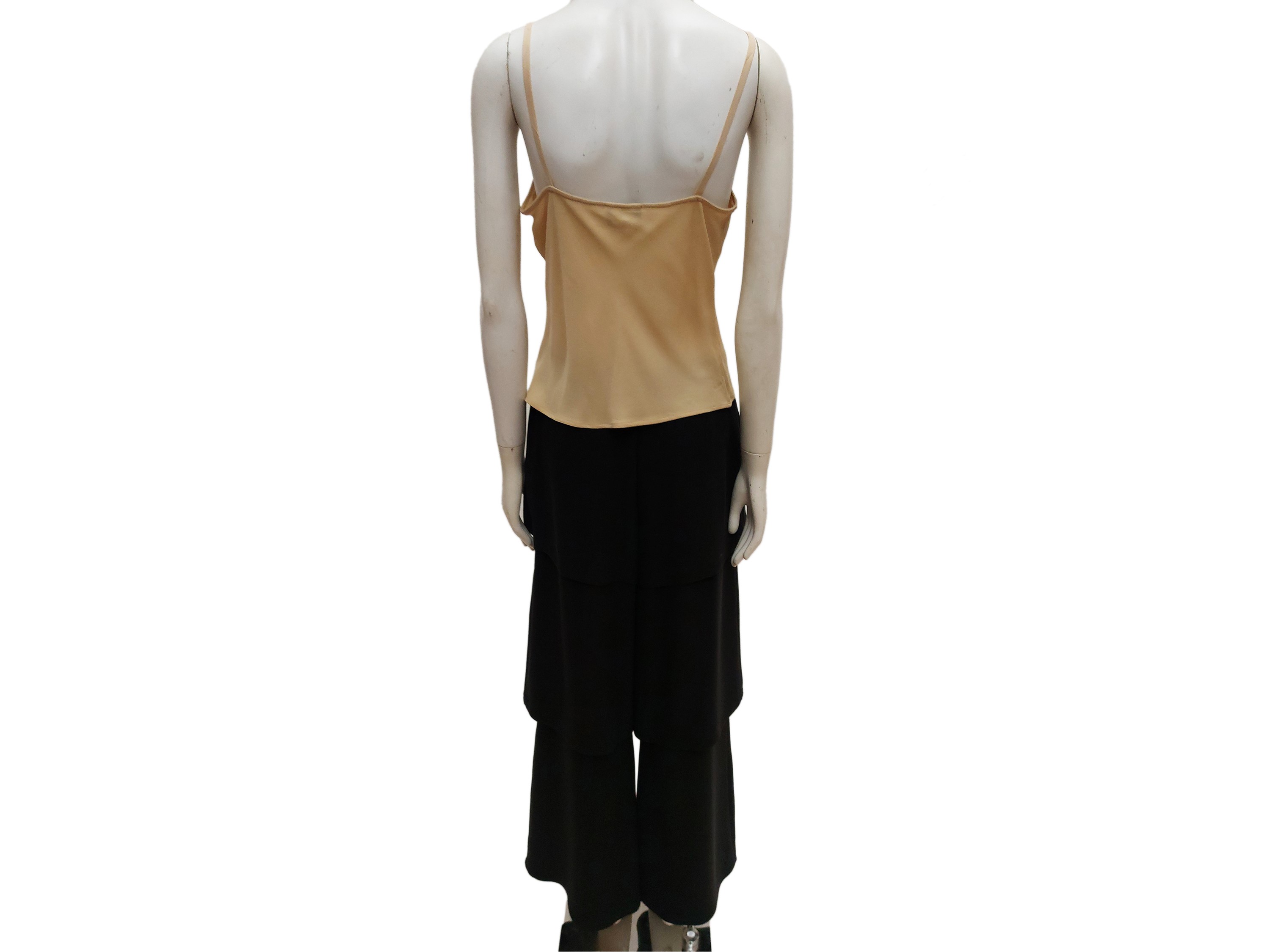Giorgio Armani, Composé in seta: pantaloni neri e top beige