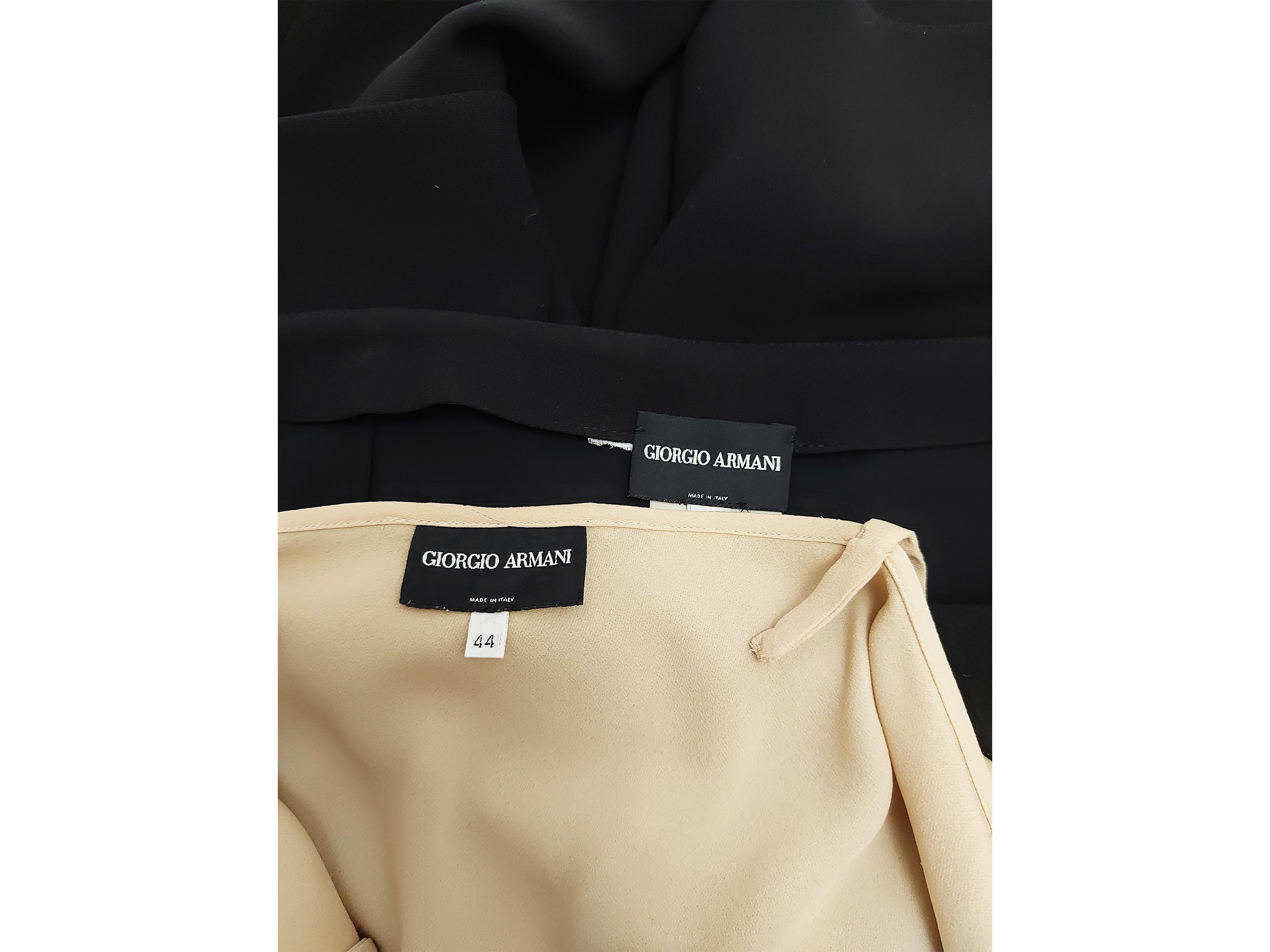 Giorgio Armani, Composé in seta: pantaloni neri e top beige