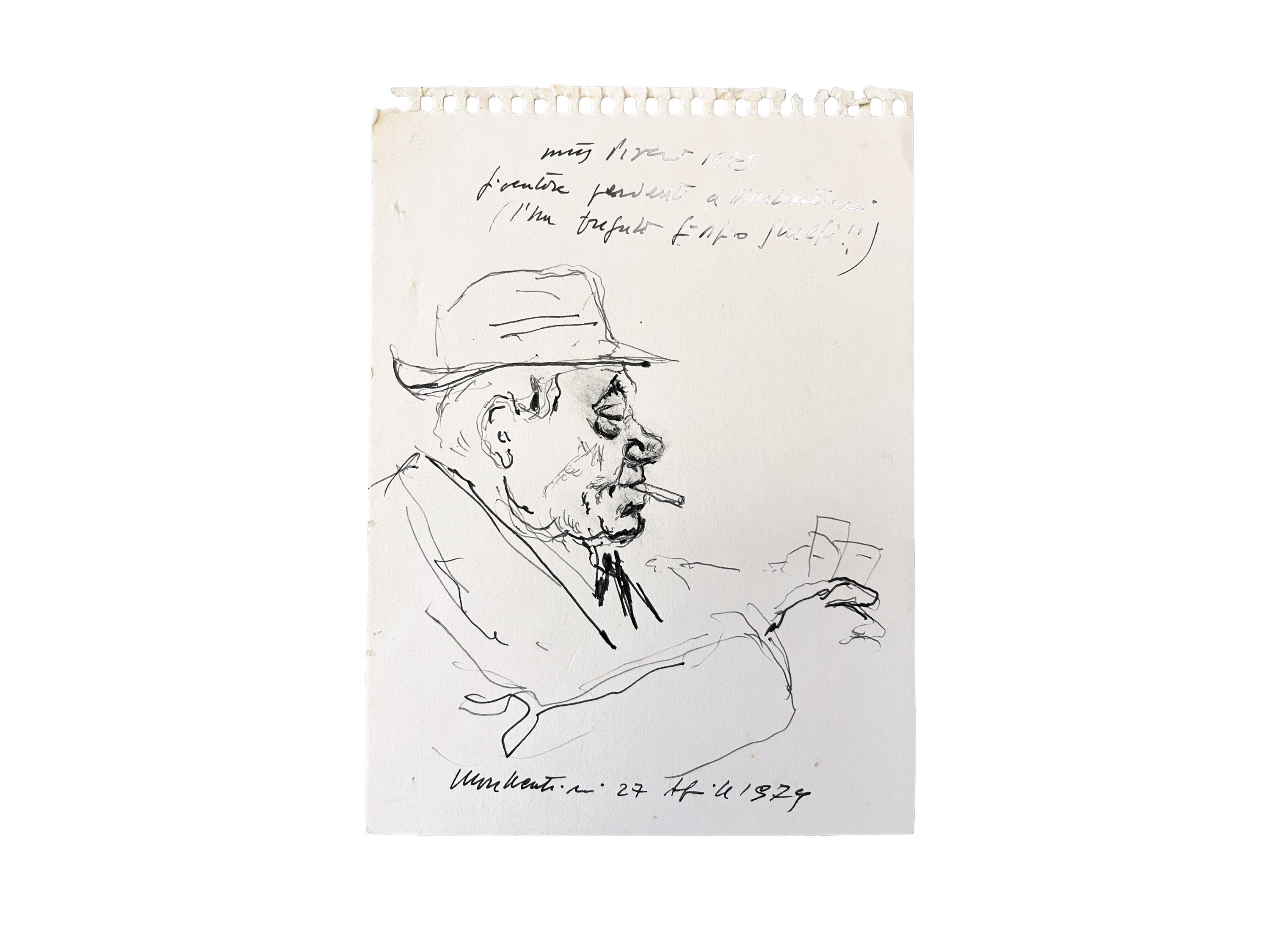 Walter Piacesi - Giocatori, due disegni a china su carta