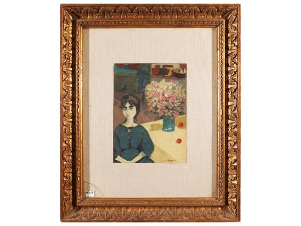 Marcello Boccacci - Interno con figura femminile 1950