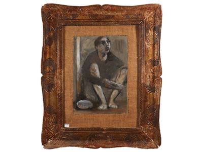 Renato Tassi, Figura seduta, olio su faesite