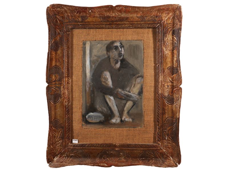 Renato Tassi, Figura seduta, olio su faesite
