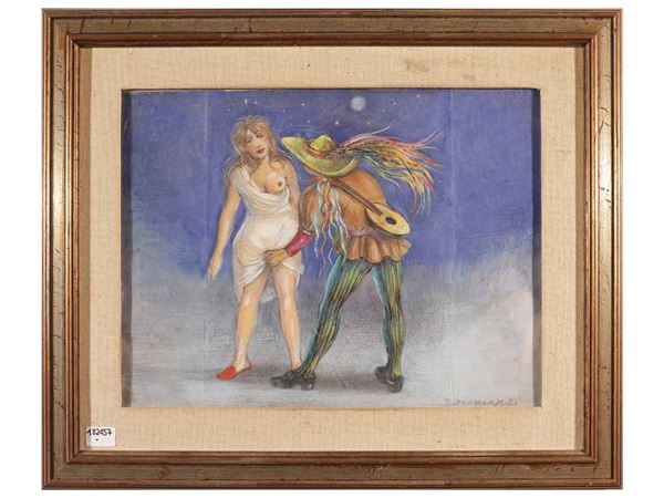 Nino Tirinnanzi : Scena erotica  - Asta Arte Moderna e Contemporanea - Maison Bibelot - Casa d'Aste Firenze - Milano