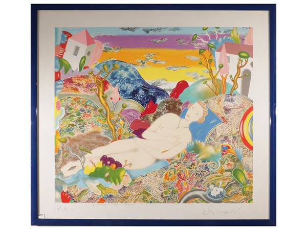 Luca Alinari : Nude in a landscape  - Auction Collectible Graphics - Maison Bibelot - Casa d'Aste Firenze - Milano