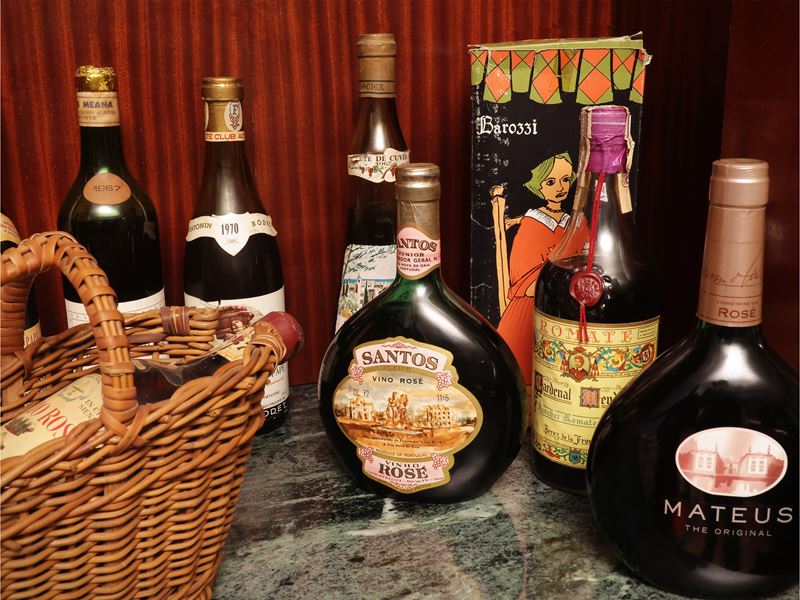 Lotto di vini e liquori: Chianti DOCG Brolio Rosso, Barolo 1973, Barolo 1962 e Barbera d'Alba 197...