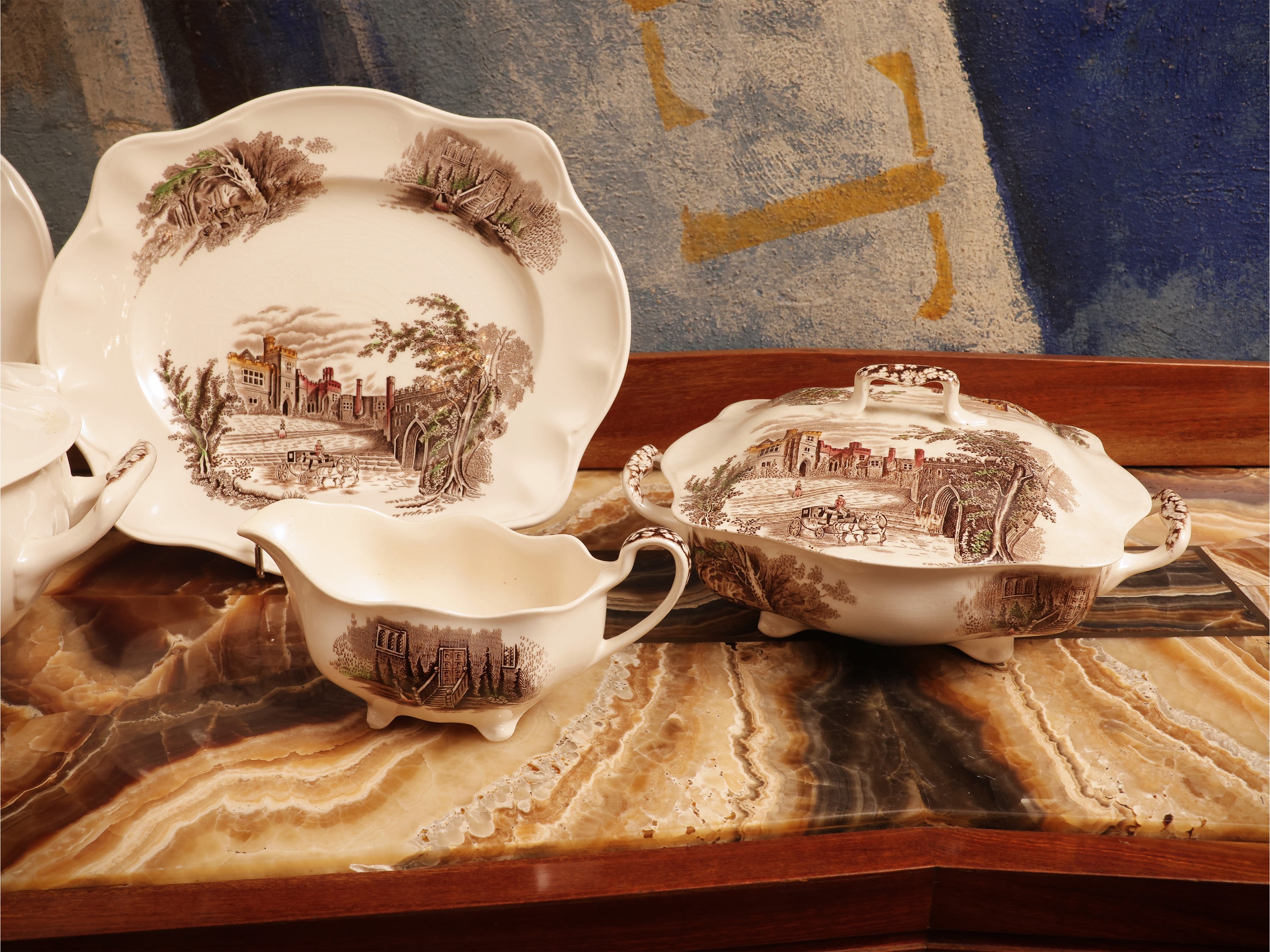 Servizio di Piatti in Terraglia Inglese, Decoro Haddon Hall, Johnson Bros