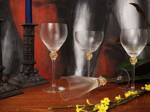 Set of Murano blown glass glasses