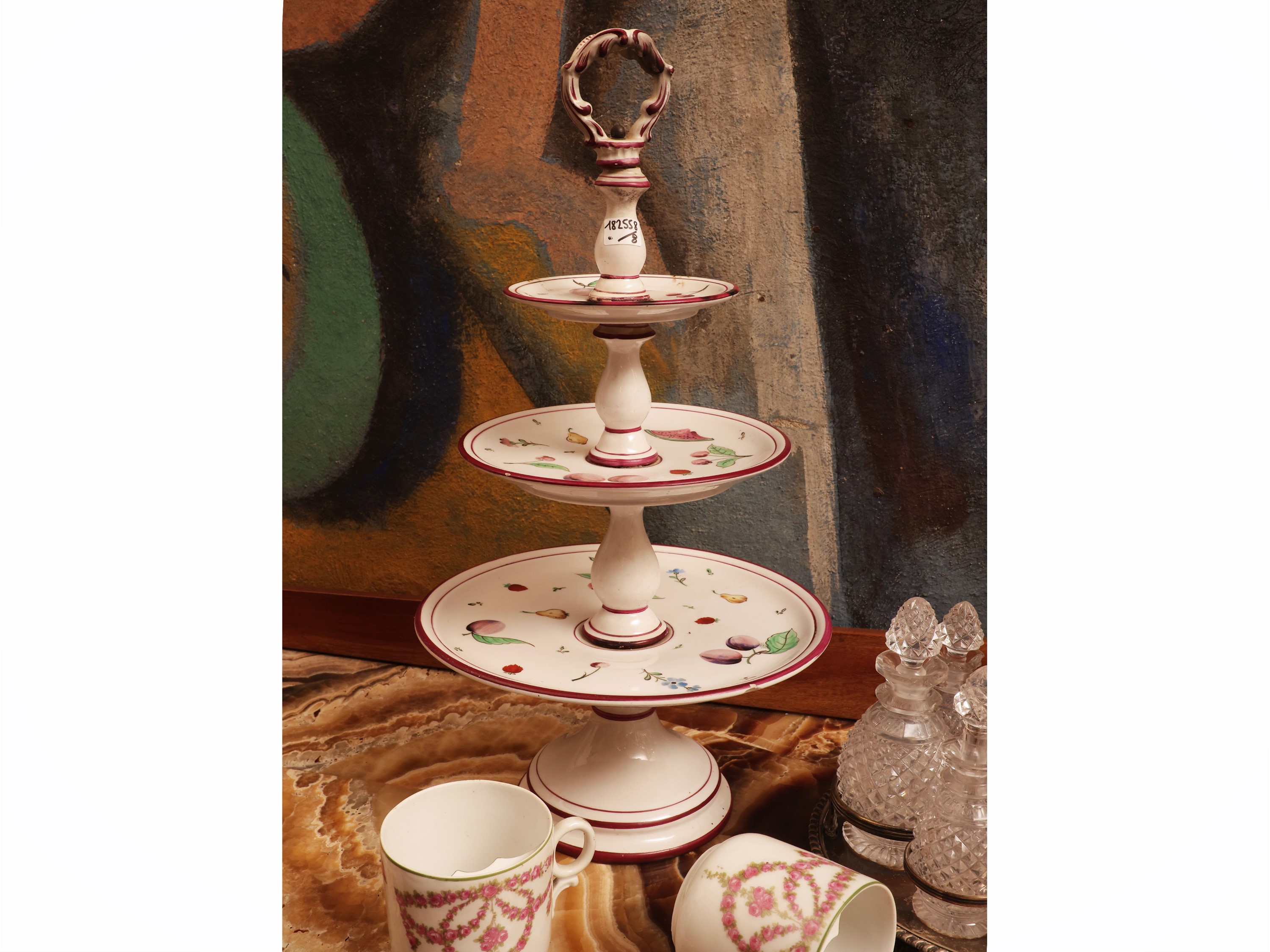 Accessori da brunch, alzata h cm 46 e vassoio in porcellana Meissen