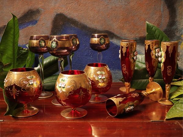 Assortment of Murano glass glasses