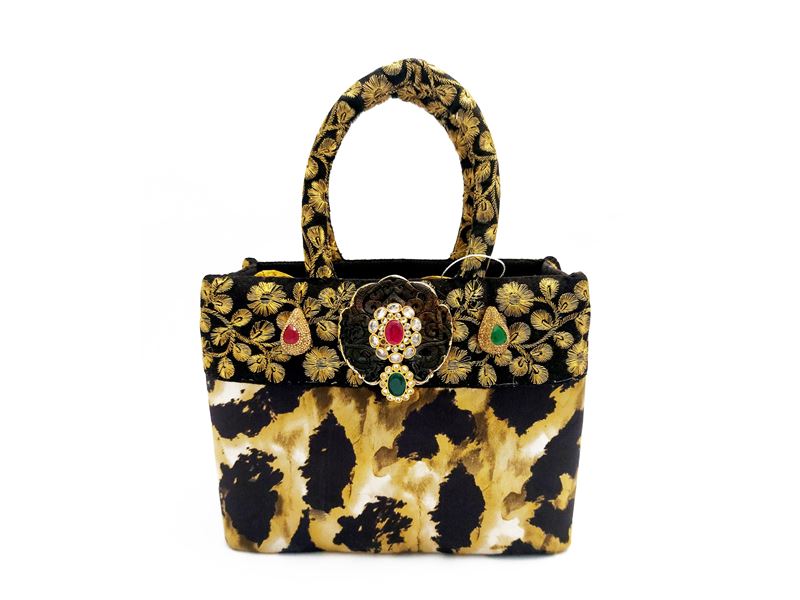 Borsa gioiello in seta animalier