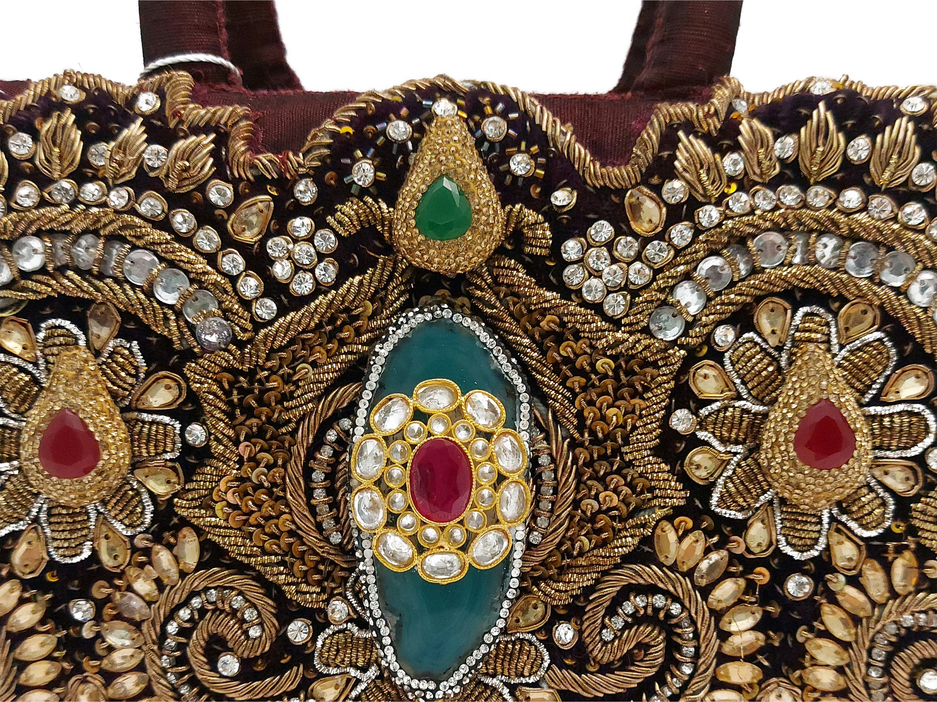 Borsa gioiello in shantung di seta bordeaux