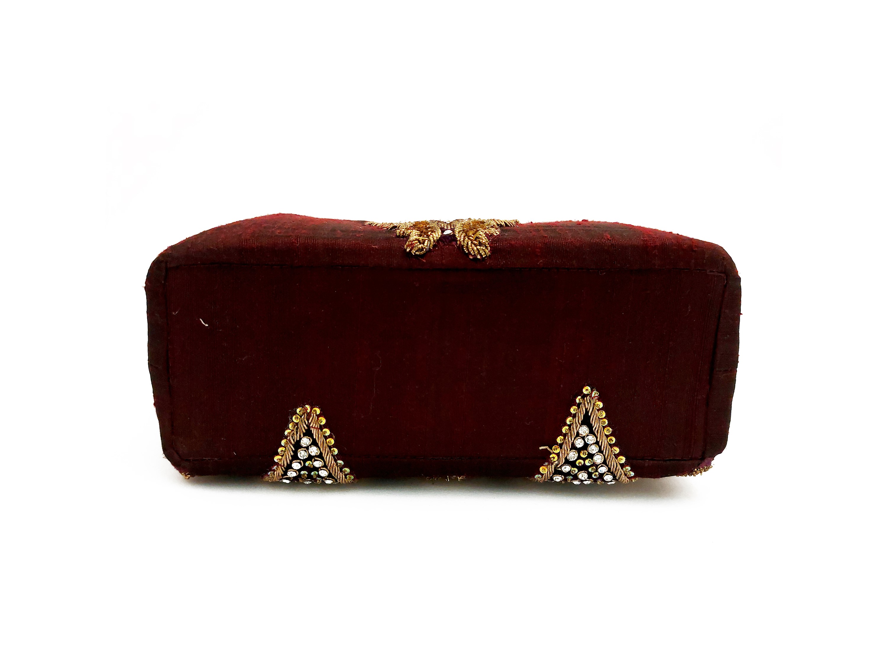 Borsa gioiello in shantung di seta bordeaux