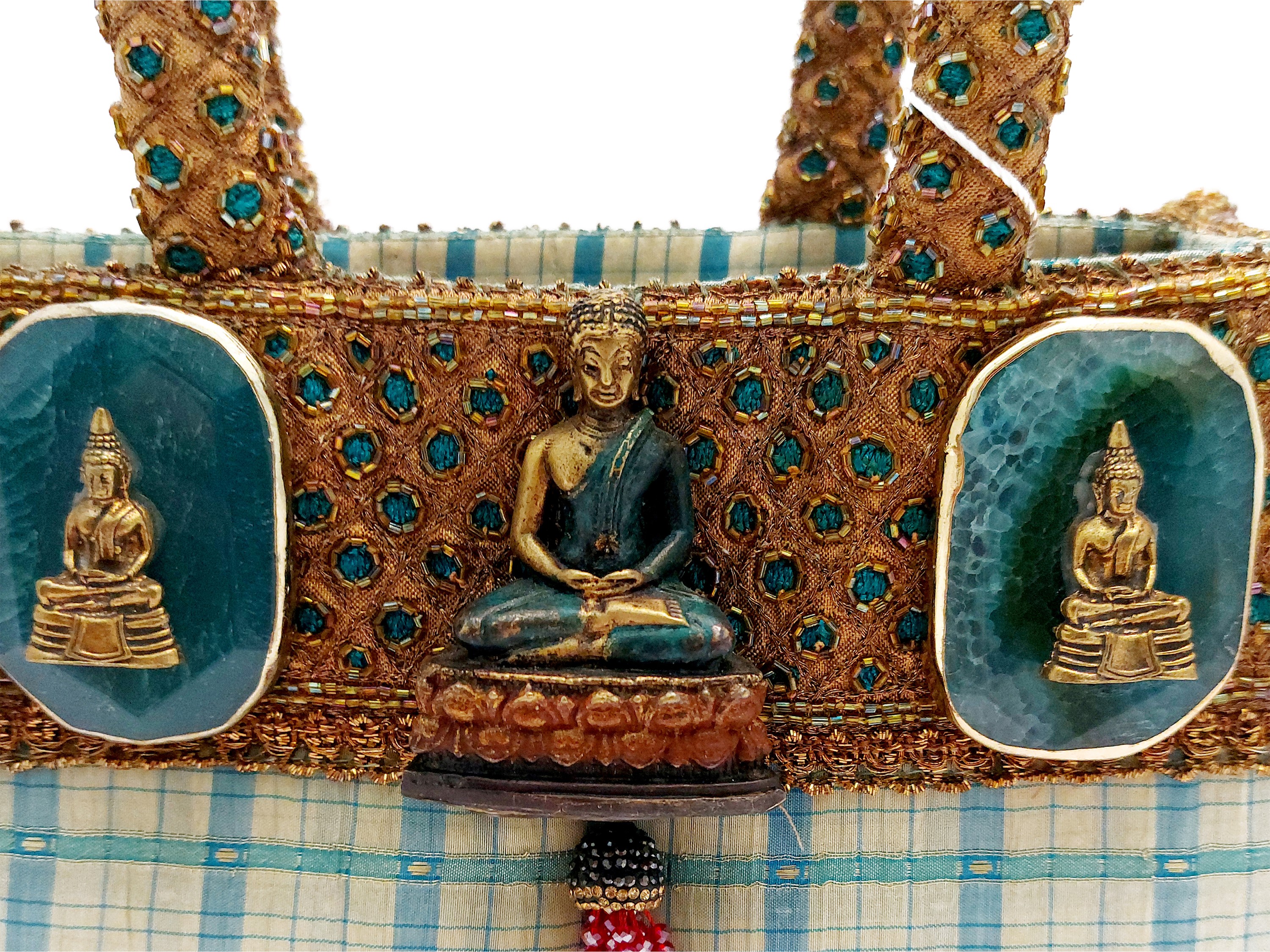 Borsa gioiello in seta orientale verde acqua