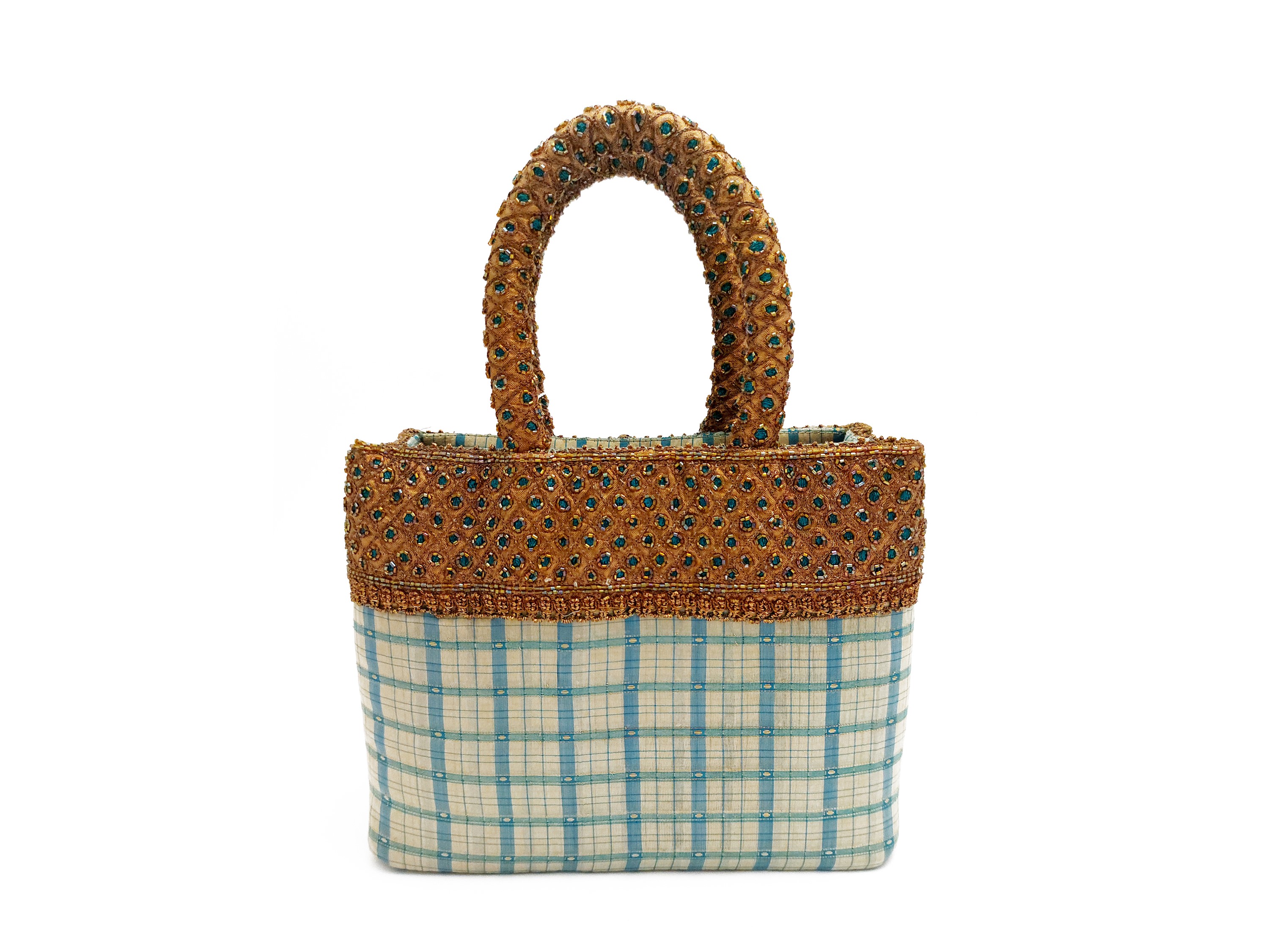 Borsa gioiello in seta orientale verde acqua