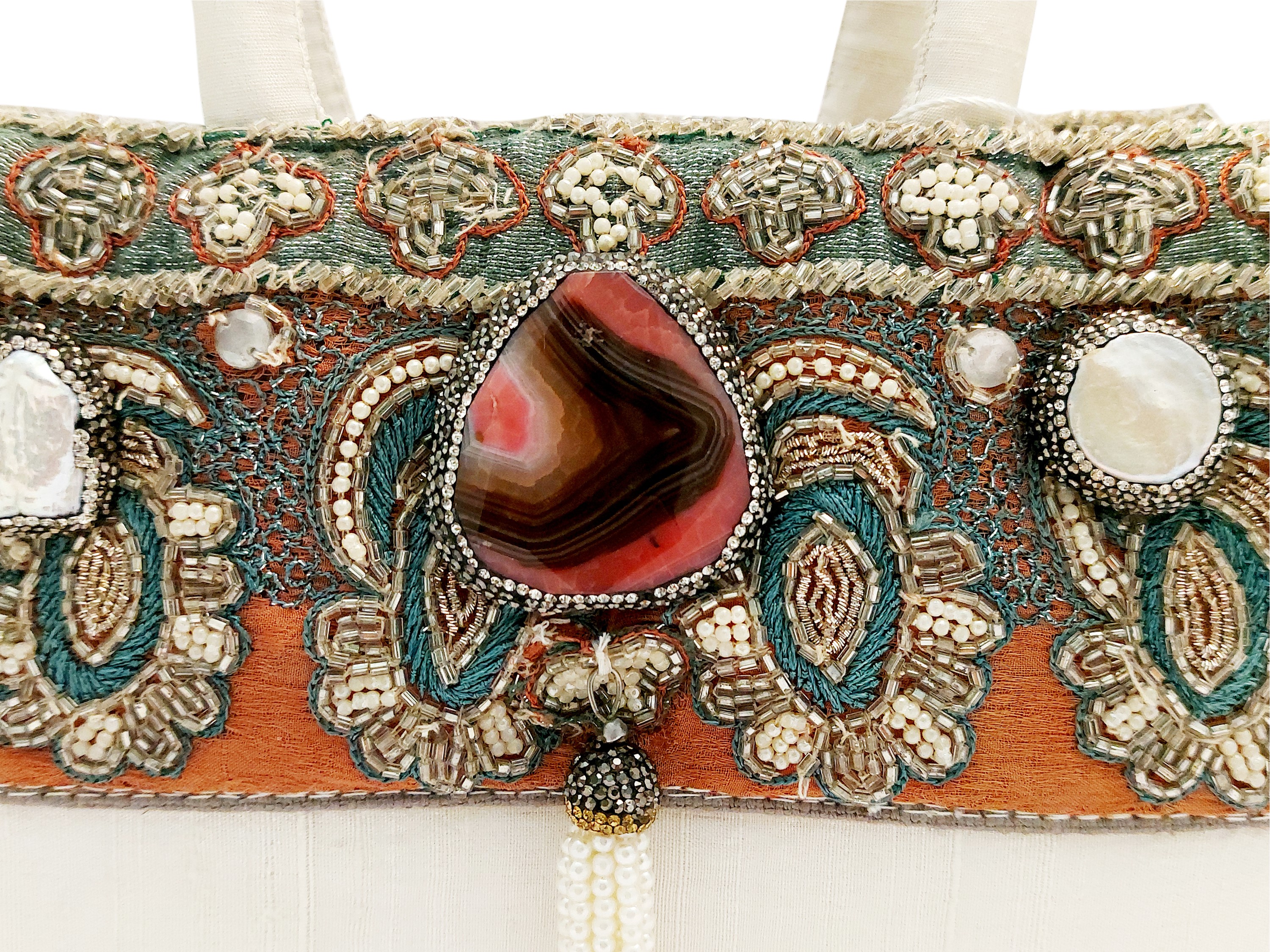 Borsa gioiello in shantung di seta bianca