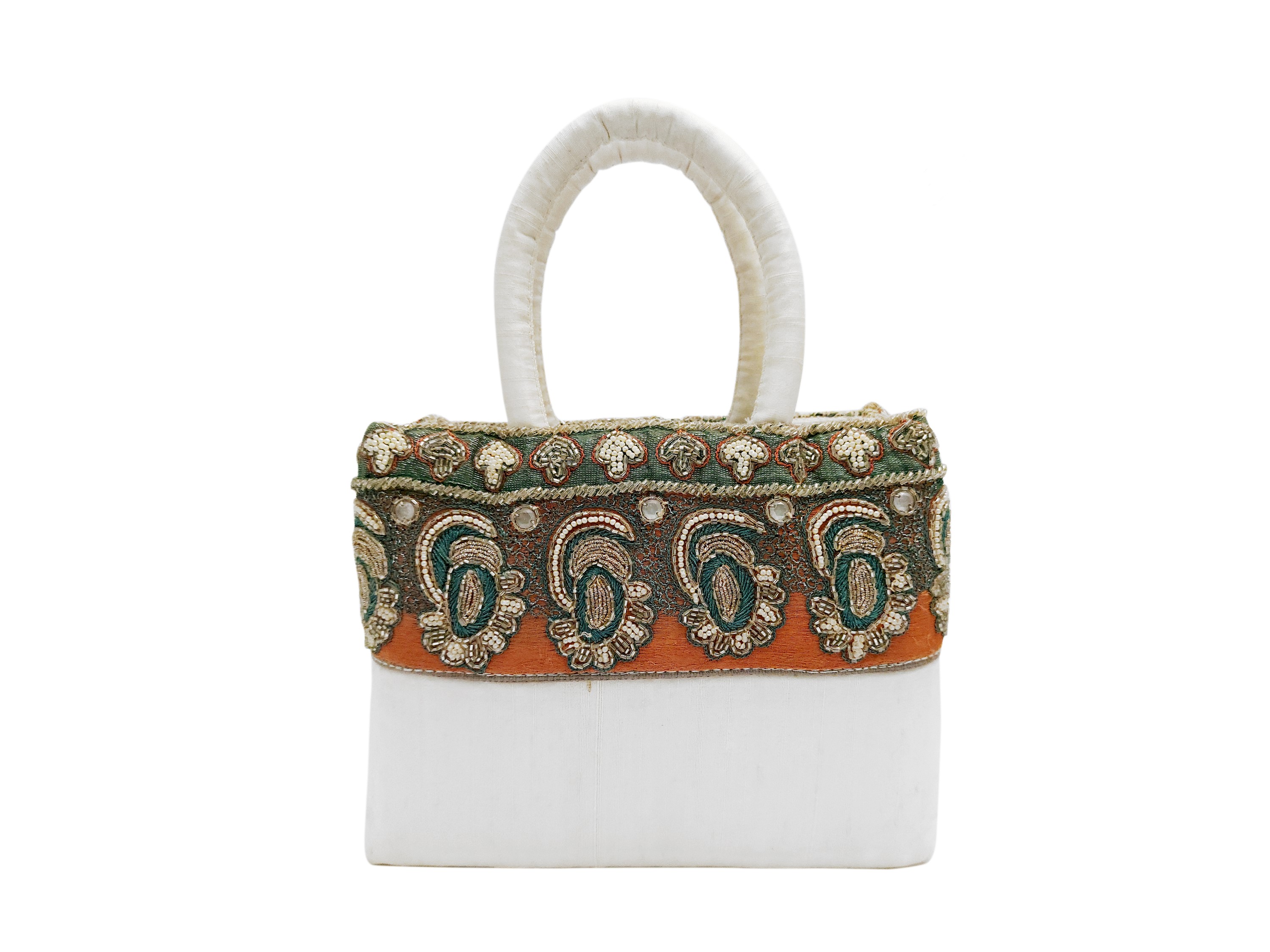 Borsa gioiello in shantung di seta bianca