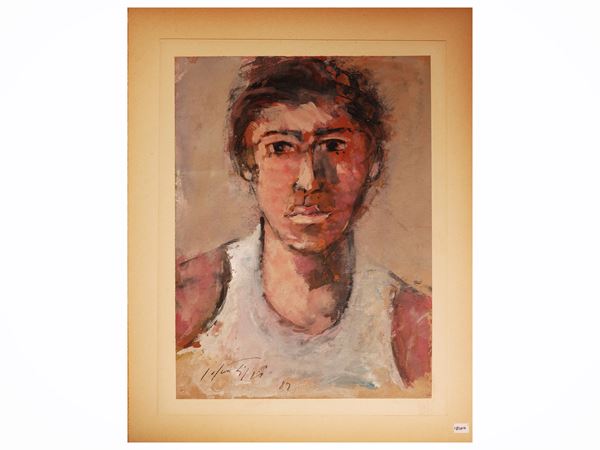 Sergio Scatizzi : Ritratto maschile 1982  - Asta Luce di Toscana: Maestri del Novecento - Maison Bibelot - Casa d'Aste Firenze - Milano