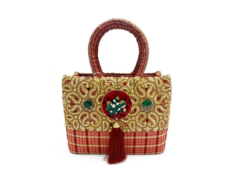 Borsa gioiello in seta orientale bordeaux