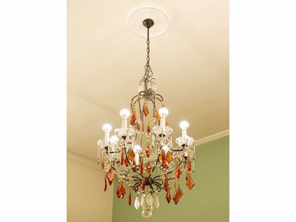 Metal and glass chandelier