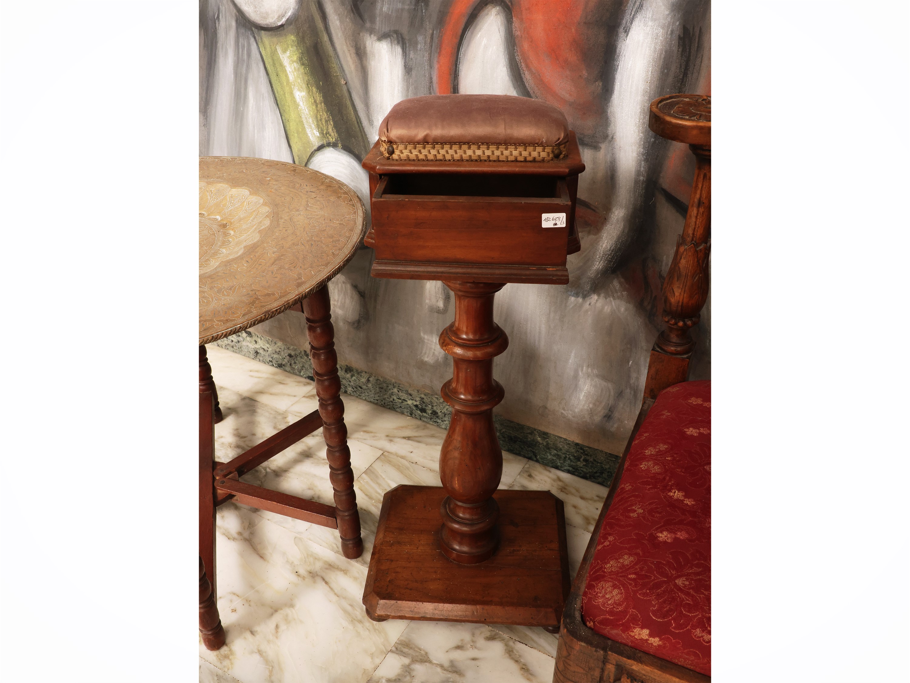 Complementi di arredo, set di tre elementi in legno e ottone