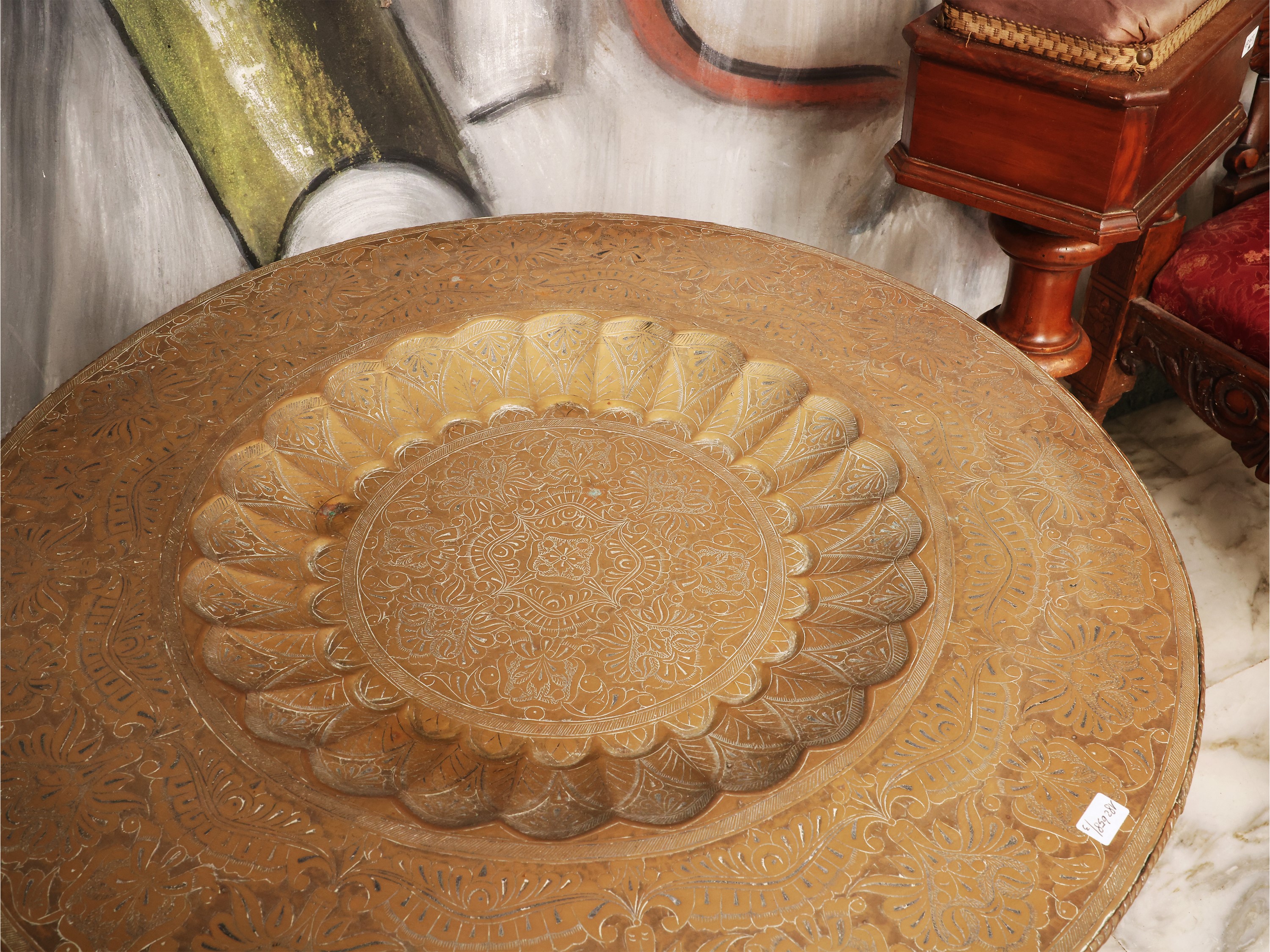 Complementi di arredo, set di tre elementi in legno e ottone