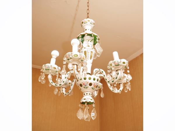 Double opaline glass chandelier