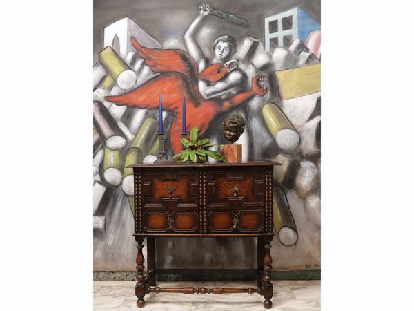 Neo-Renaissance style patinated walnut cabinet