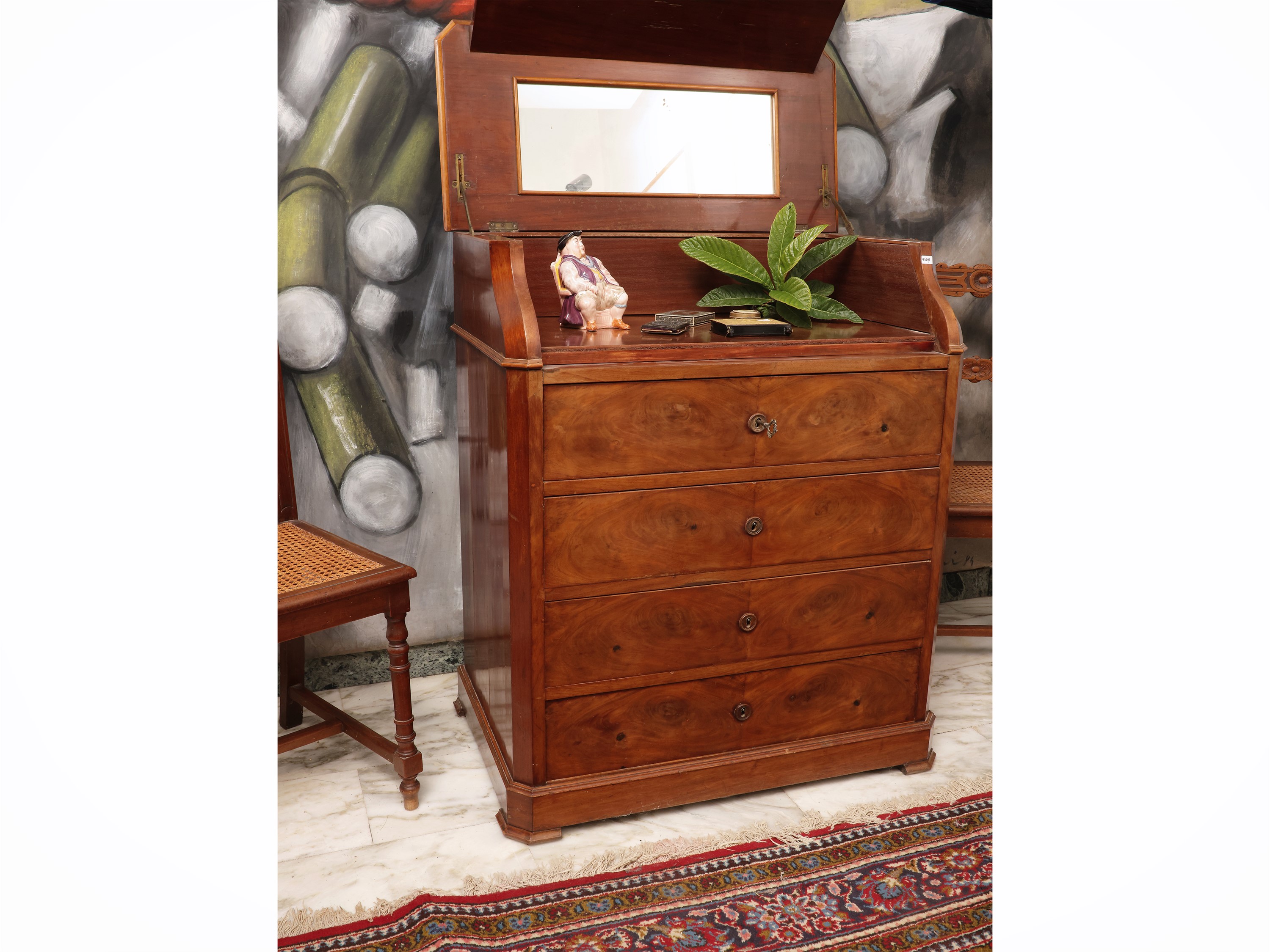 Toilette da centro impiallacciata in piuma di noce