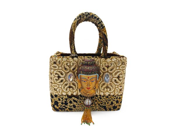 Borsa gioiello in velluto animalier